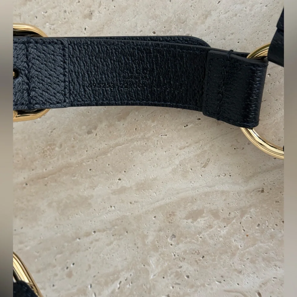 NWB Gucci GG Logo Leather Pet - Dog Black Harness Size L